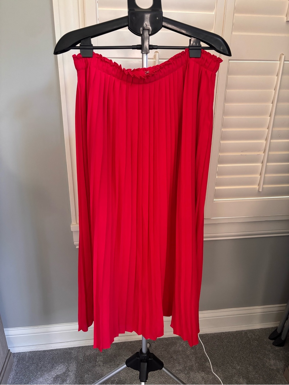 J. Crew Bright Red Pleated Midi Skirt